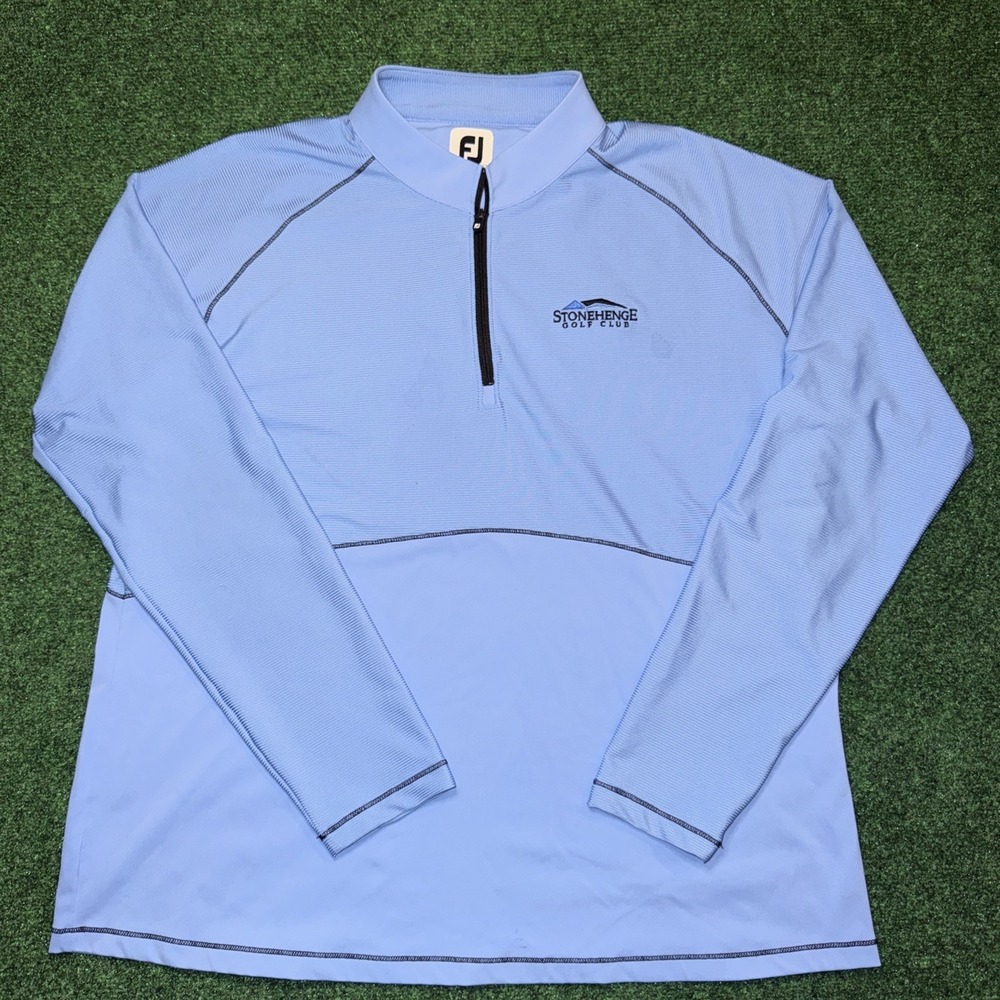FootJoy Quarter Zip Mens Light‎ Blue Stonehenge Golf Course Pullover V44
